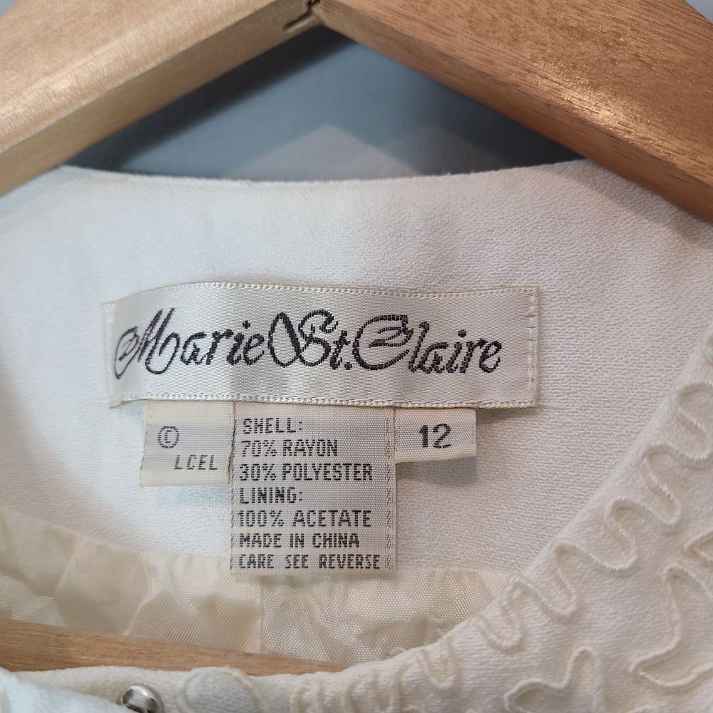 Marie St Claire Womens Top Sz M White 90s Parisian Dressy Preppy Minimalist - Picture 3 of 6